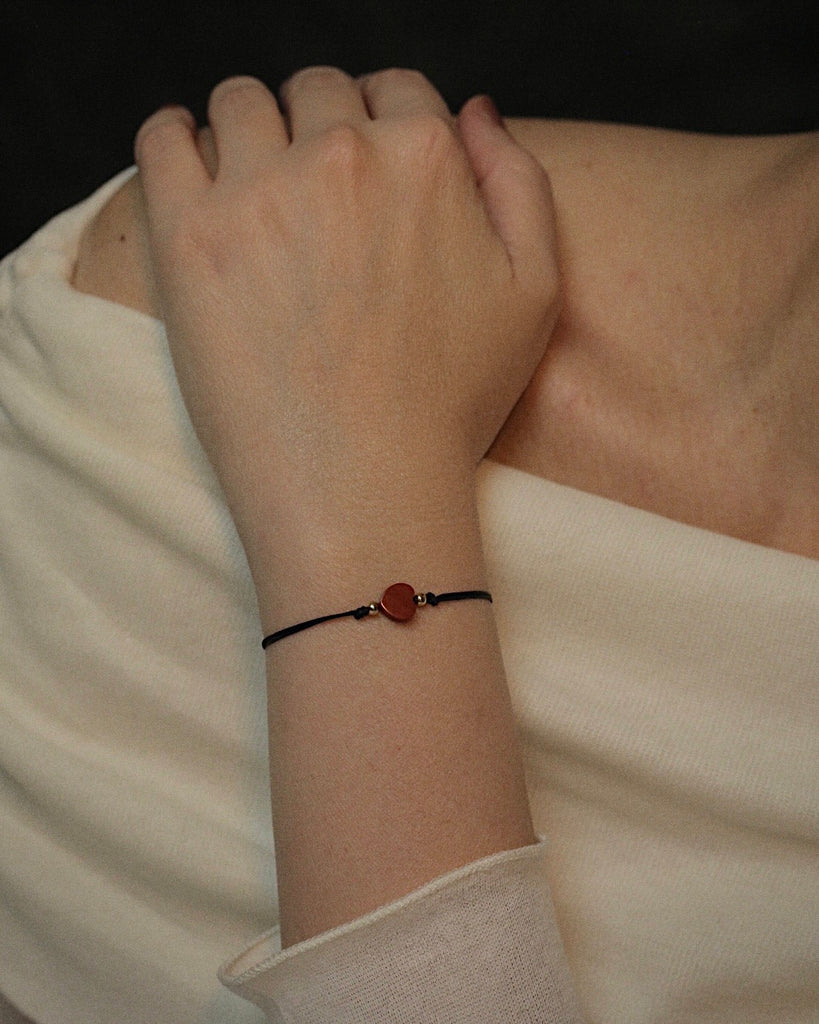 Red Jasper heart Bracelet - Black