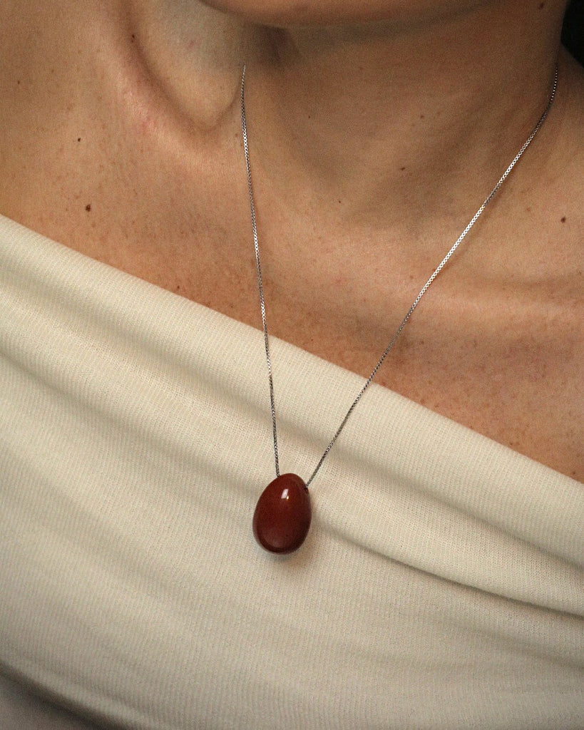 Egg Necklace in Red Jasper