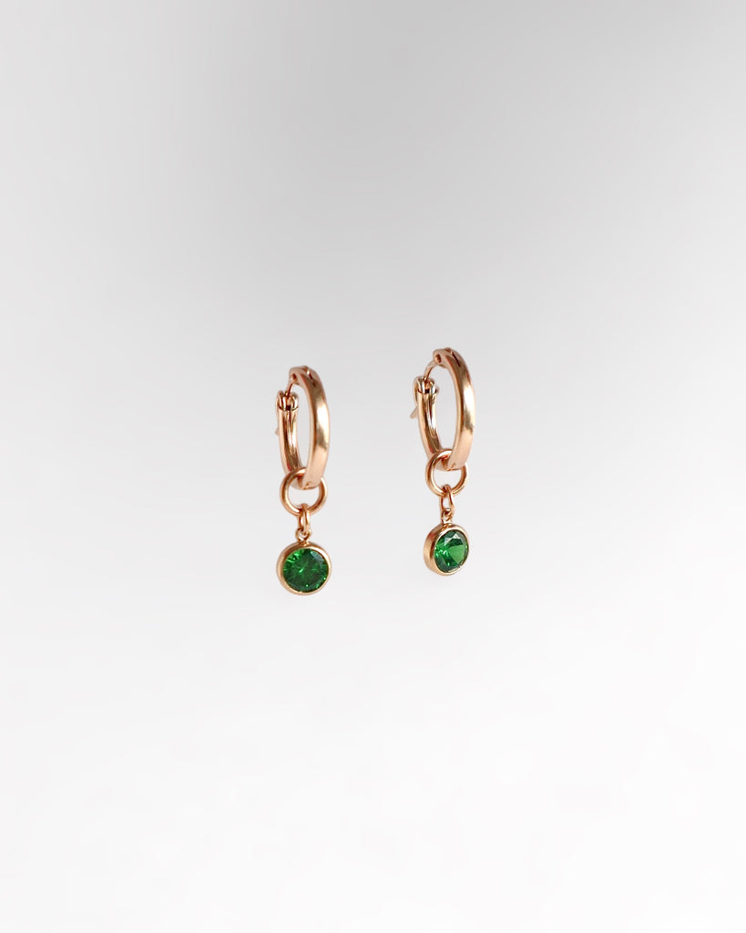 Birthstone mini hoops - Emerald (May)