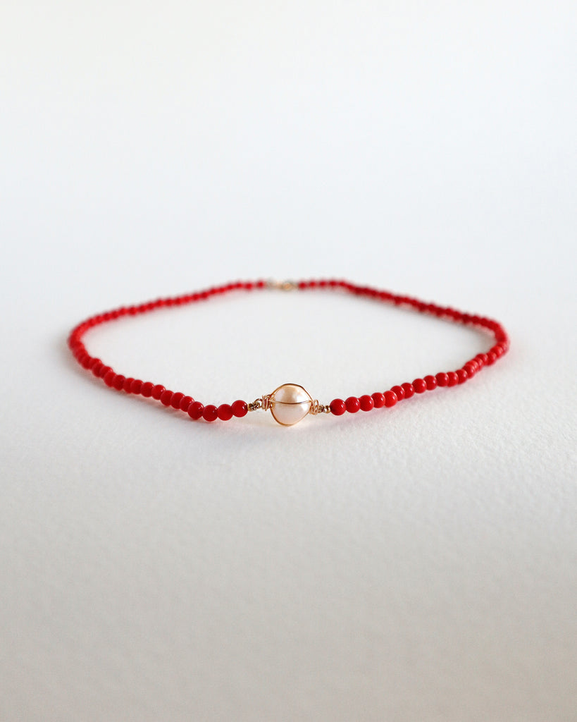 Red Coral Pearl Necklace