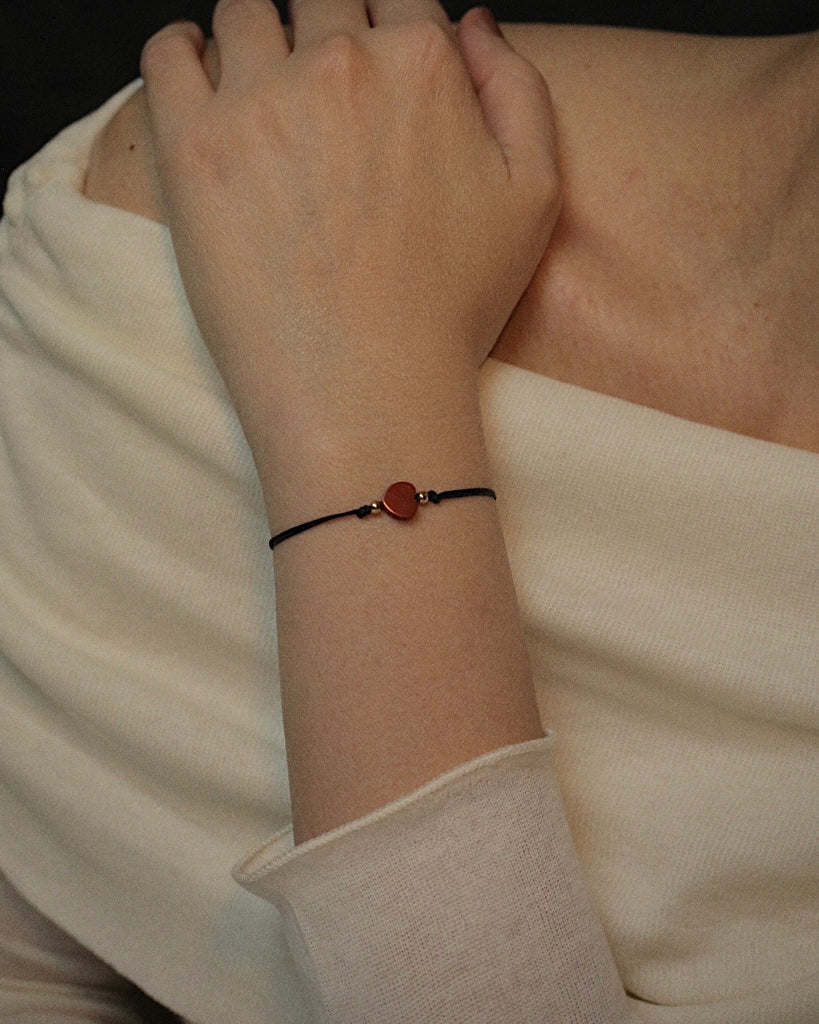 Red Jasper heart Bracelet - Black
