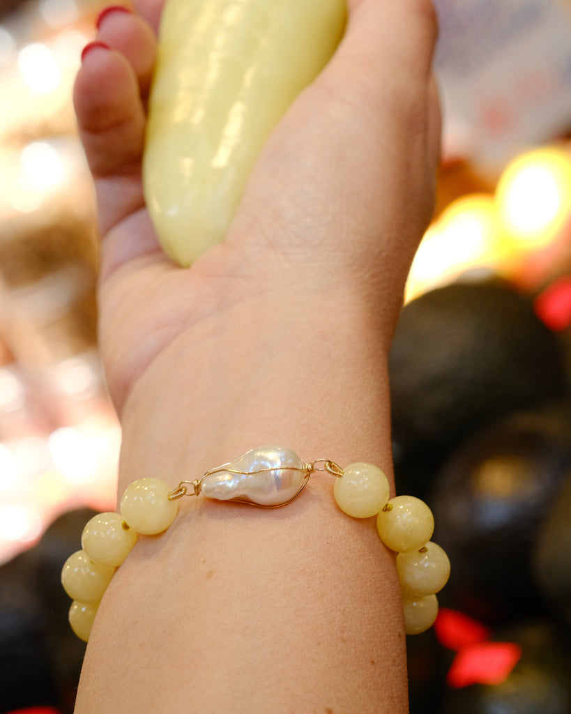 Yellow Jade Baroque Bracelet