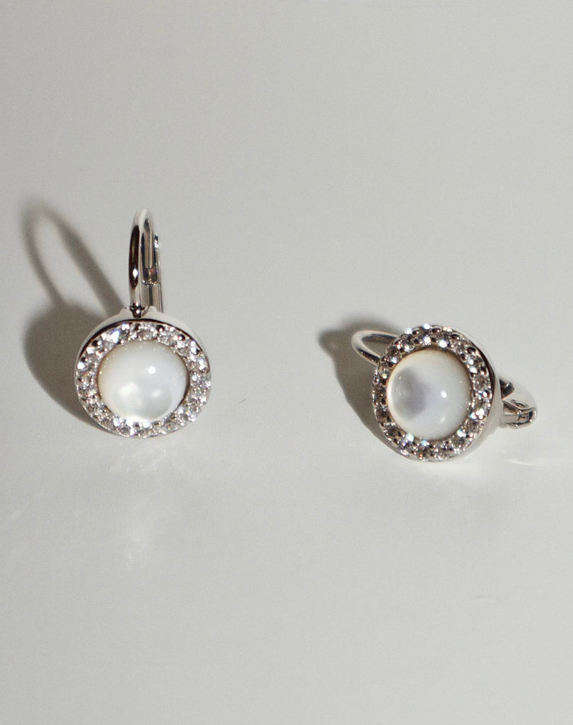 Mini Orbit Earrings - Mother of Pearl