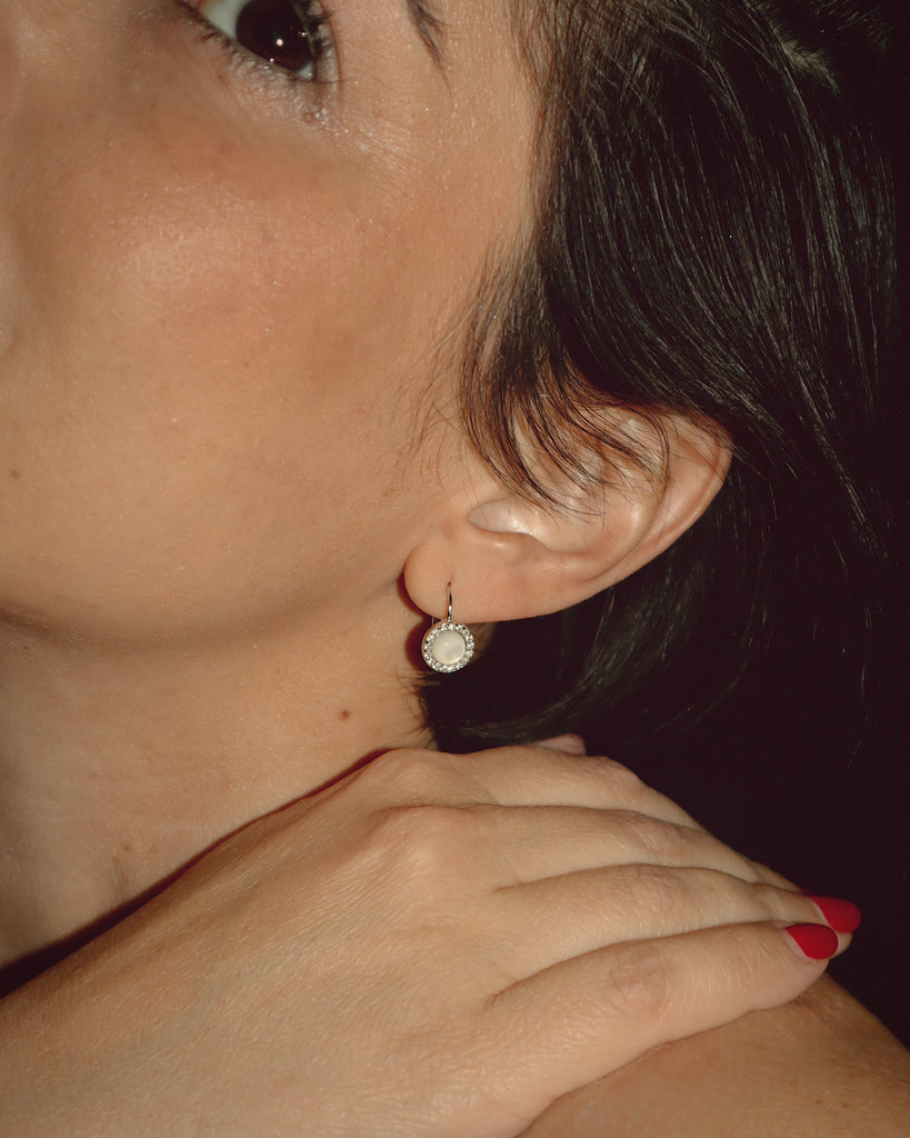 Mini Orbit Earrings - Mother of Pearl