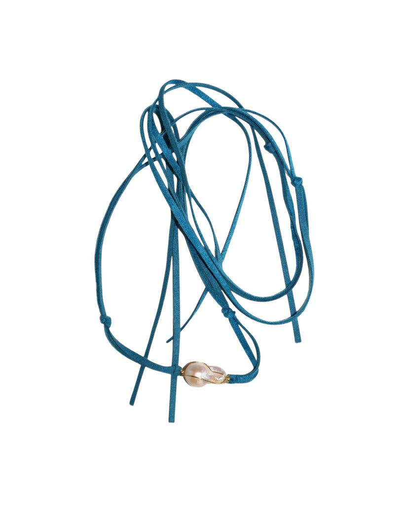 Knotted Baroque Pearl Leather Necklace