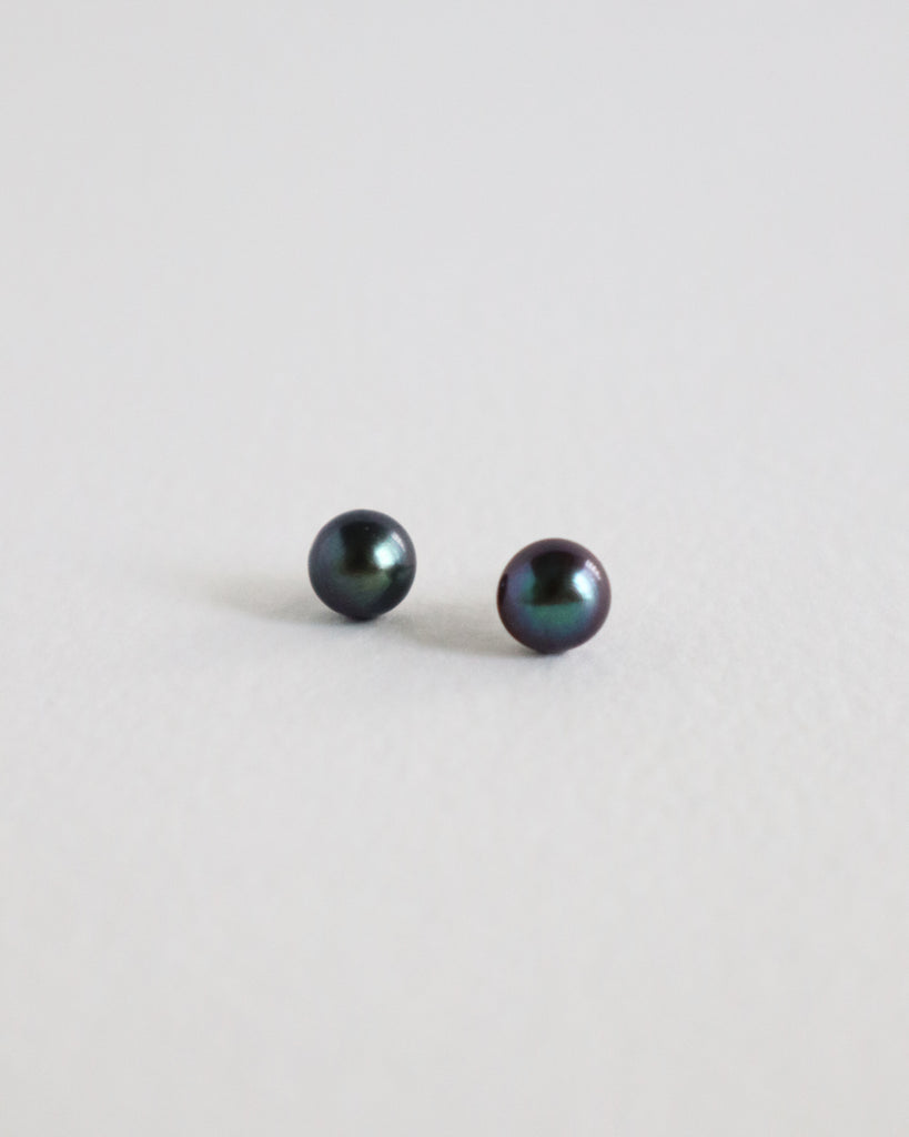 Grey Pearl Studs in sterling silver