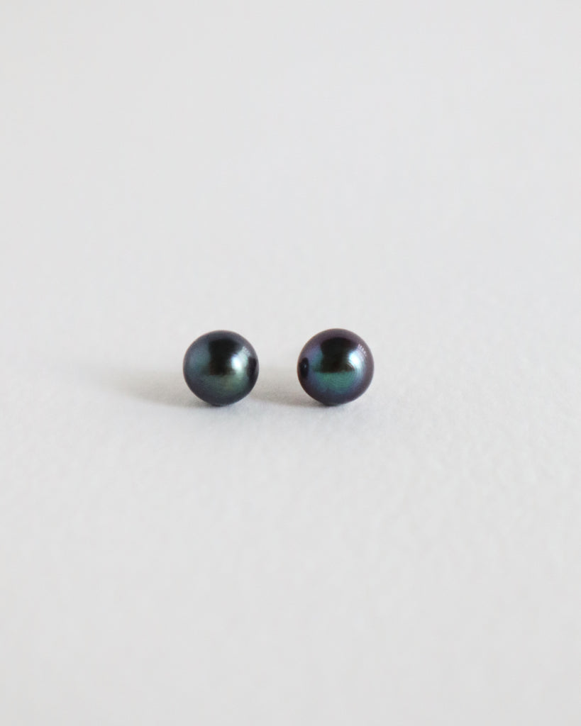 Grey Pearl Studs in sterling silver