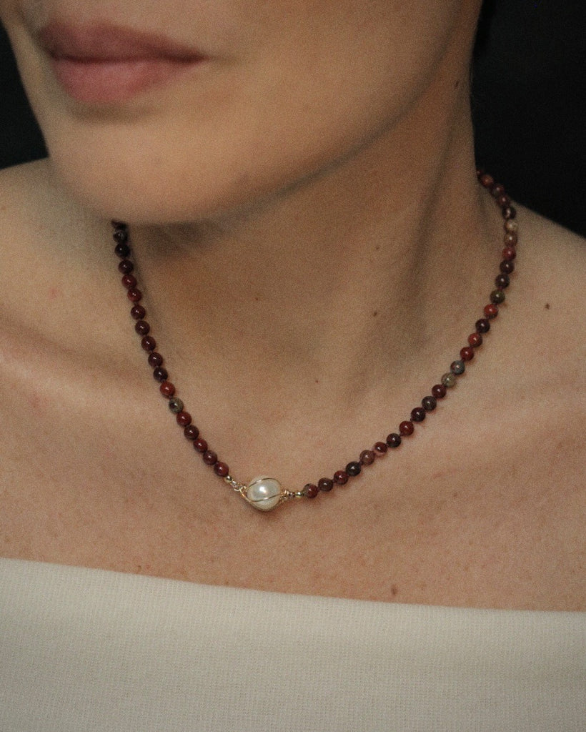 Small Jasper & Pearl Necklace