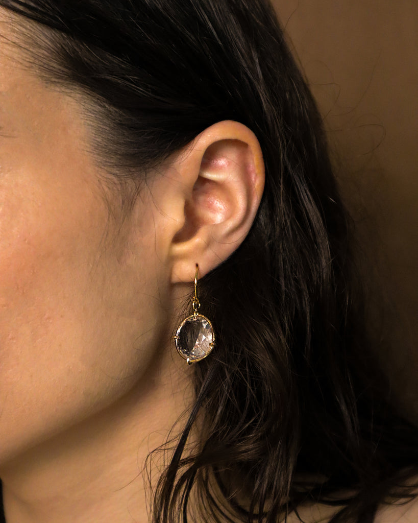 Round Drop Brut Earrings