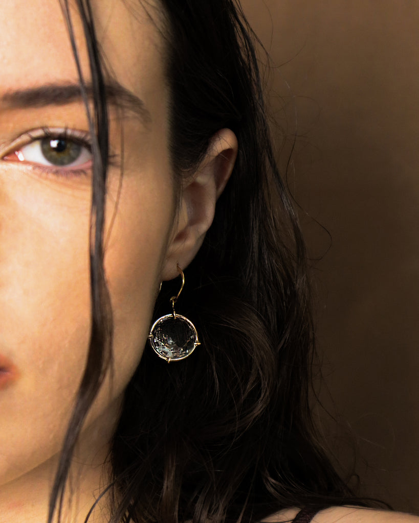 Round Drop Brut Earrings