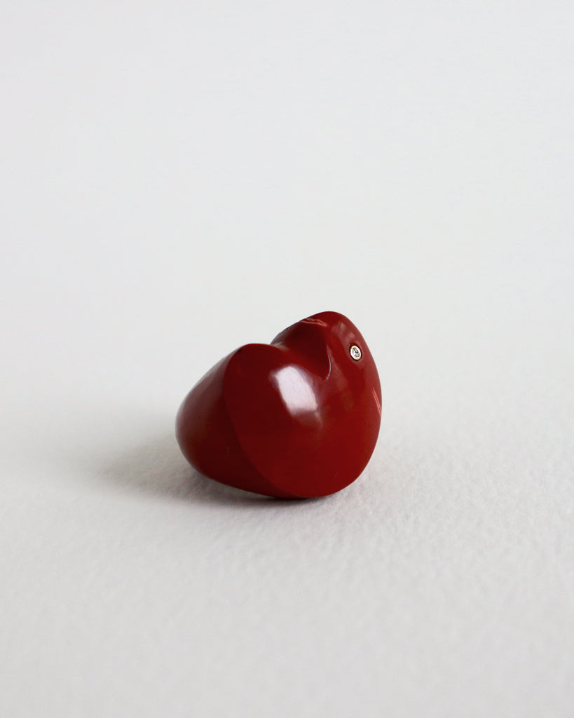 Red Jasper Hoya ring with a diamond