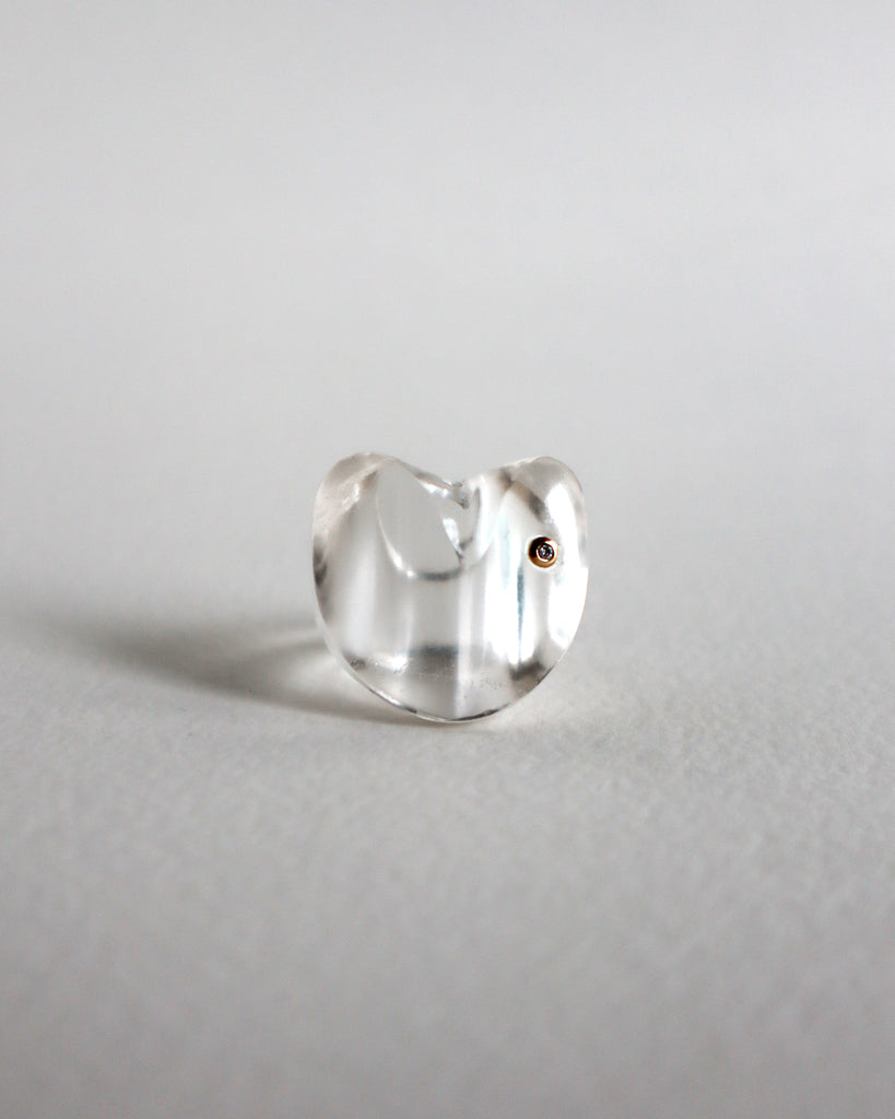 Rock Crystal Hoya ring with a diamond