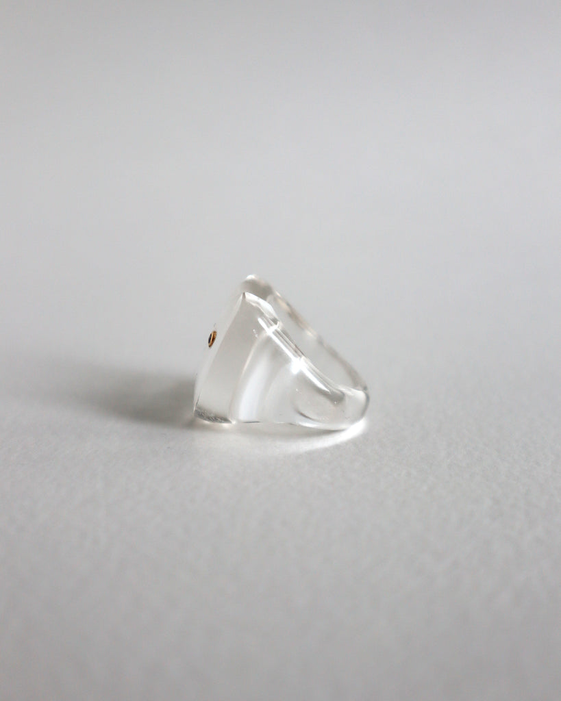 Rock Crystal Hoya ring with a diamond