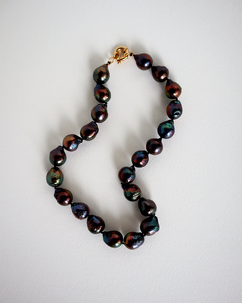 Barroque Black Pearl Necklace