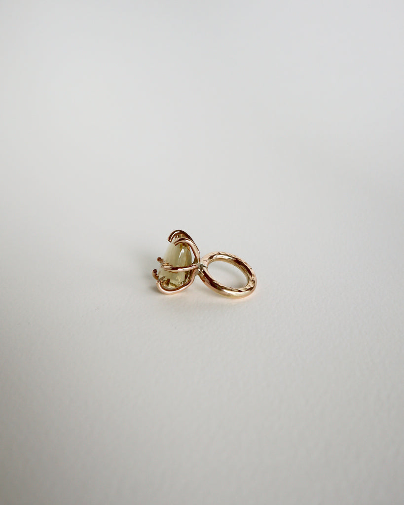 Lemon Quartz Brut Ring