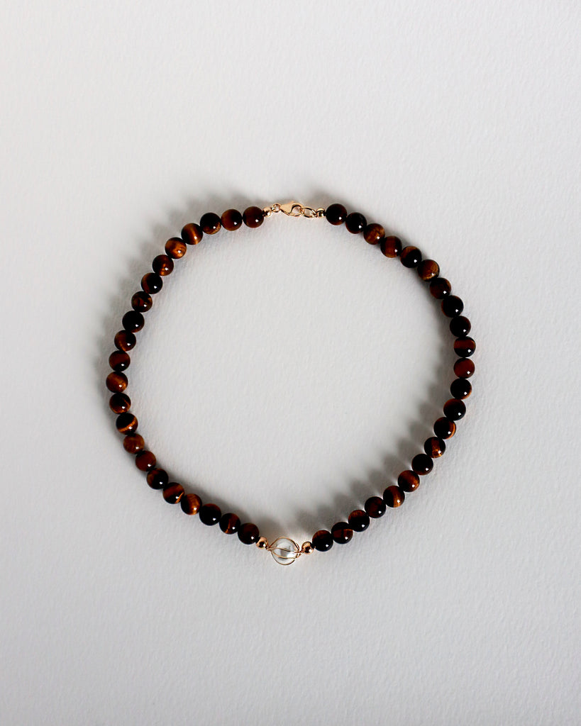 Tiger Eye with Pearl Necklace