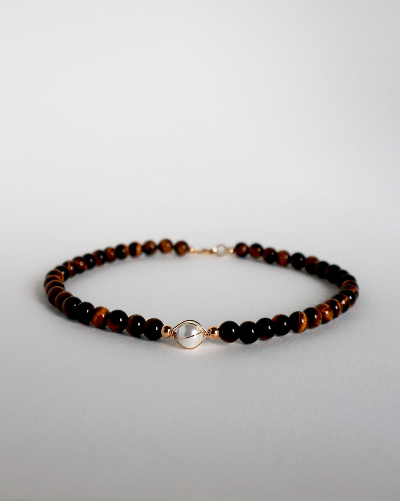 Tiger Eye with Pearl Necklace