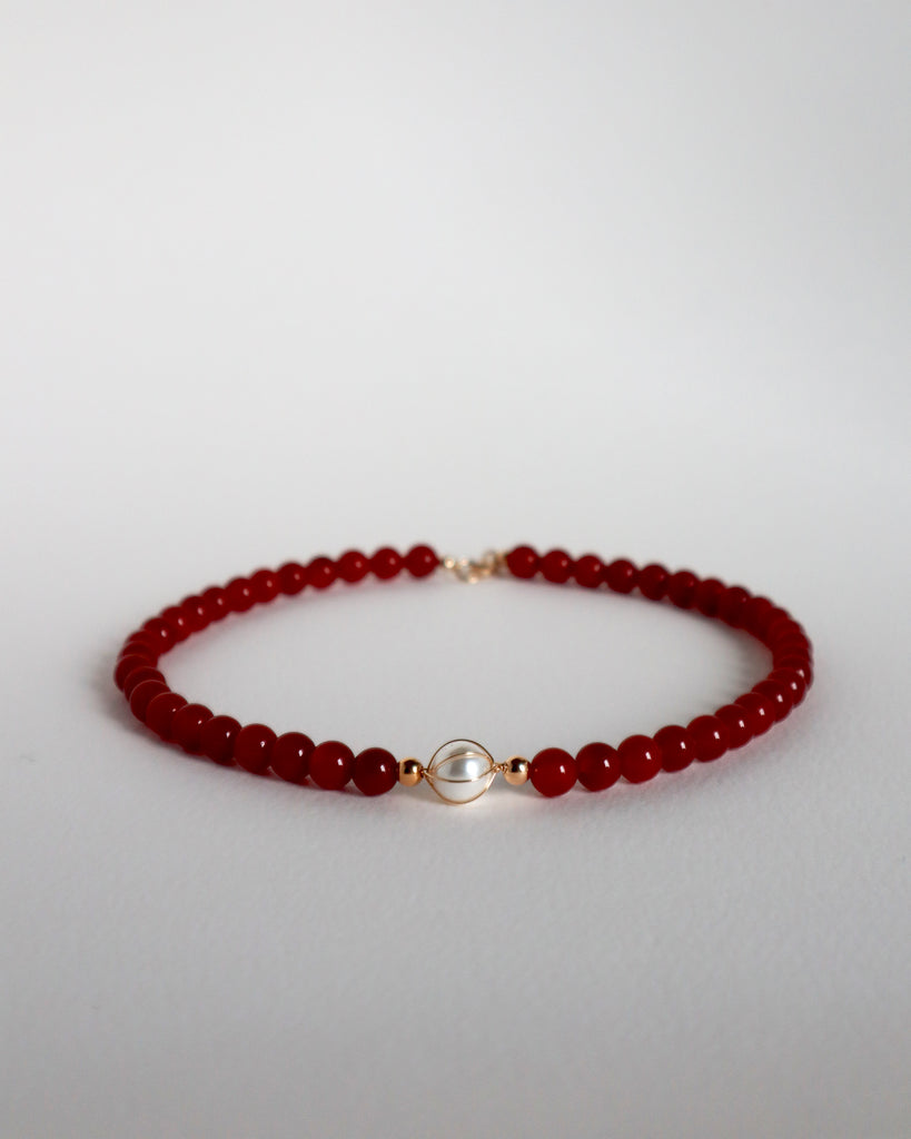 Carnelian with Pearl Necklace