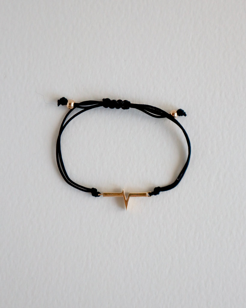 Black Hearbeat Cord Bracelet