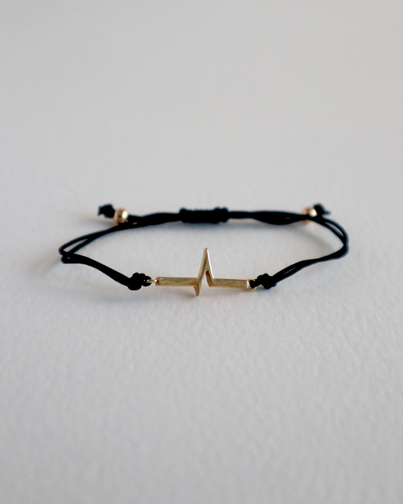 Black Hearbeat Cord Bracelet