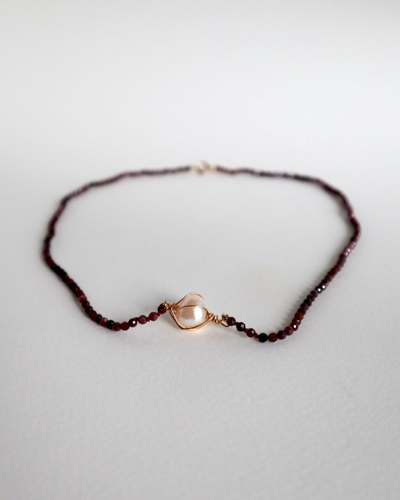 Pearl and Diamond cut Pink Sapphire necklace