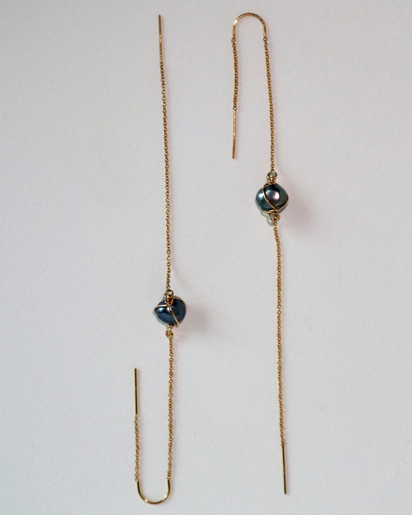 Chandelier Grey Pearl Earrings