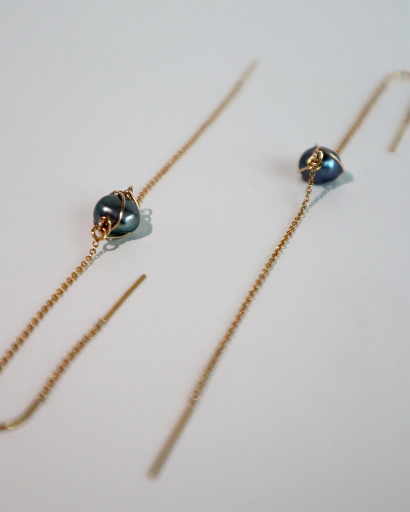 Chandelier Grey Pearl Earrings